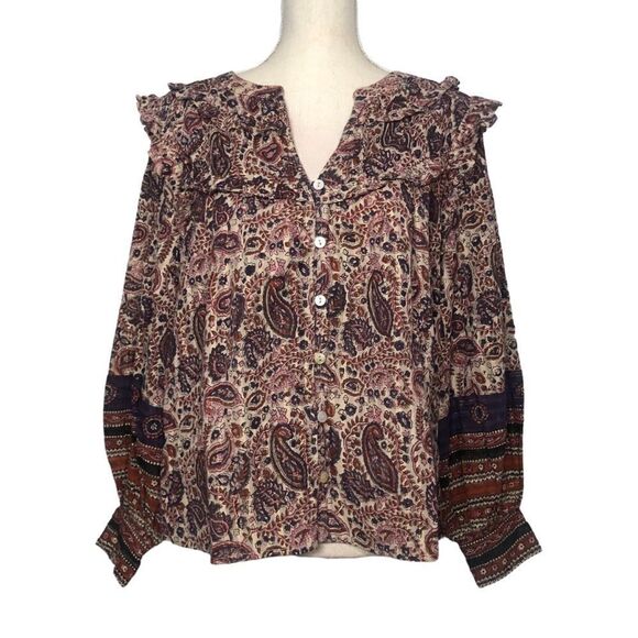 Cleobella Samara Paisley Organic Cotton Button Down Blouse Size XS - Picture 5 of 15